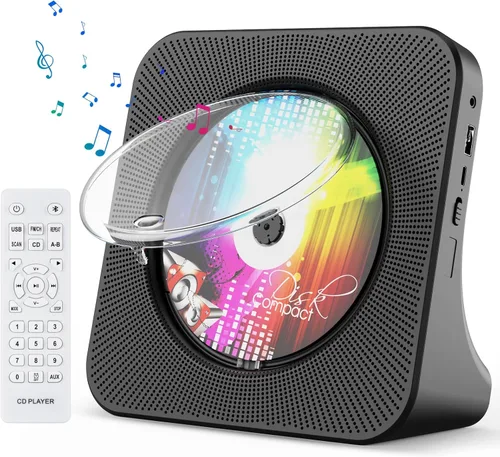 Gueray Reproductor de CD portátil, reproductor de CD Kpop Bluetooth para escritorio con altavoz de sonido de alta fidelidad, radio FM, reproductor