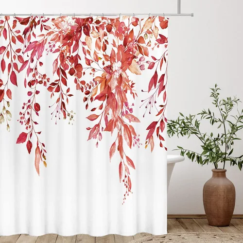Miniatura 33 de Tititex Spun Sugar - Juego de cortinas de ducha de eucalipto azul claro, hojas de acuarela brillantes en la parte superior, decoración floral