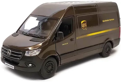 Miniatura 9 de KiNSMART - Mercedes-Benz Sprinter Cargo Van 1:48 O Escala 5" Modelo de Metal Fundido a Presión Furgoneta de juguete, acción de tracción (4 juegos)