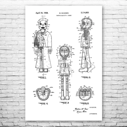 Miniatura 4 de Póster de patente de ventrílocuo de ventrílocuo impresión, regalo de ventriloquism, impresión de marionetas, regalo cómico, títeres vintage, arte