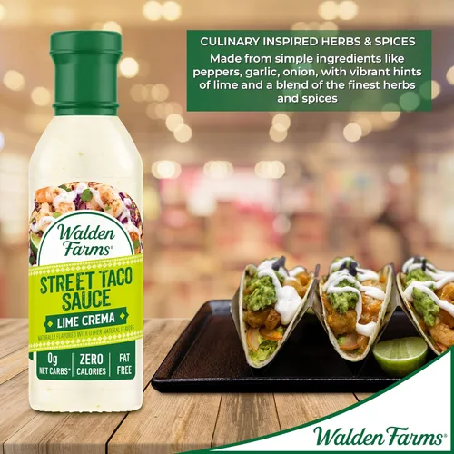 Miniatura 7 de Walden Farms Street Taco Sauce Lime Cream - Sin calorías, sin gluten, baja en carbohidratos, apta para dieta cetogénica, sin azúcar, sabor a crema