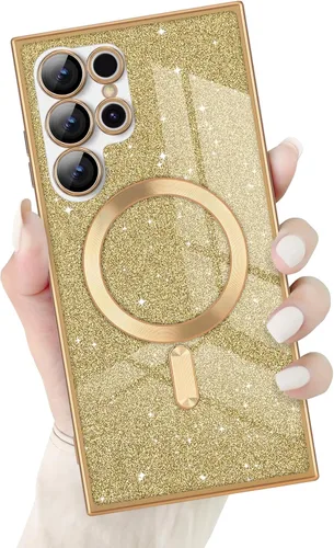 Miniatura 8 de Newseego Funda ultra magnética para Samsung Galaxy S22, funda de lujo con purpurina para mujeres y niñas, protección completa de la lente de la Negro