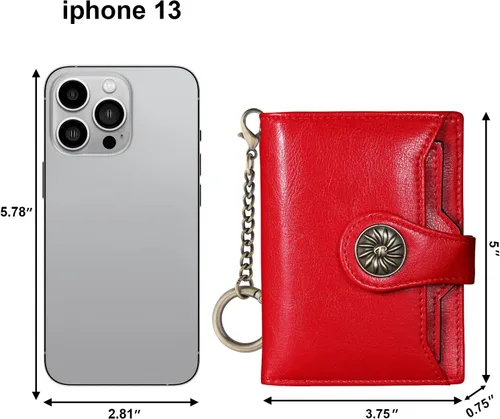 Miniatura 2 de Travelambo Rfid Wallet - Cartera de cuero para mujer, Rojo -, Moda