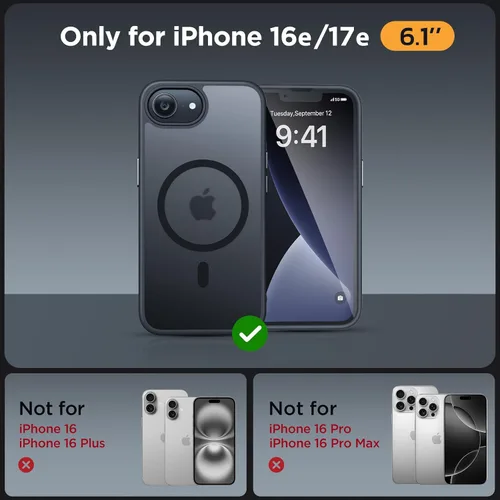 Miniatura 2 de Miracase Funda para iPhone 17e y iPhone 16e para MagSafe [con 2 protectores de pantalla de 9H+] Protección superior de grado militar a prueba
