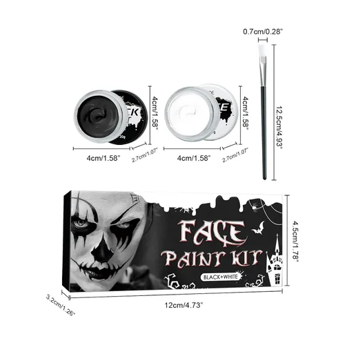 Miniatura 2 de Pintura facial blanca, pintura facial negra, kit de maquillaje SFX para Halloween, cosplay, pintura corporal no tóxica, kits de pintura facial con 2