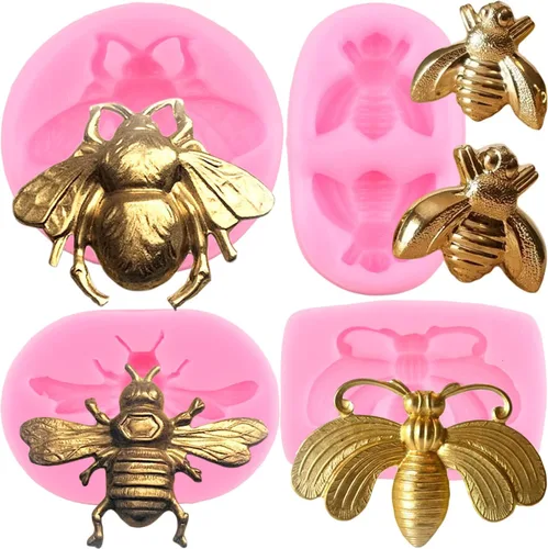 ZiXiang Bumble Bee - Moldes de silicona para fondant para cupcakes, decoración de pasteles, caramelo, polimérico, arcilla, pasta de goma de mascar,