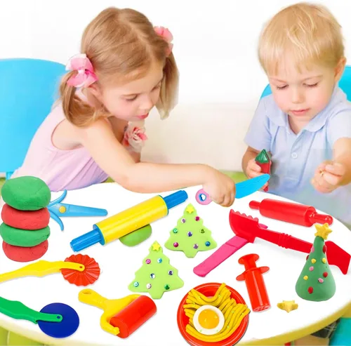 Miniatura 5 de Kit de herramientas de masa, 9 piezas básicas de arcilla y masa para niños, incluye rodillo, rodillos, tijeras de seguridad, extrusora de masa