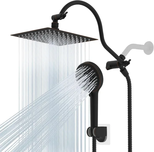 Miniatura 22 de Hibbent All Metal Combo de Cabezal de Ducha de Lluvia de 12 pulgadas con Doble Filtro, Cabezal de Ducha de Mano de Alta Presión con Brazo de Acabado