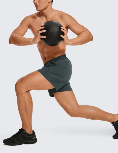 Miniatura 2 de CRZ YOGA Pantalones cortos de entrenamiento sin forro para hombre de 5 pulgadas, ligeros, de secado rápido, para correr, deportes, atletismo