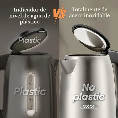 Miniatura 2 de Cosori Hervidor eléctrico, interior sin plástico, fácil de limpiar, apagado automático y protección contra hervor, hervidor de té de acero Acero