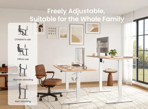 Miniatura 4 de BANTI Escritorio de pie de 48 × 24 pulgadas, ergonómico, altura eléctrica ajustable, para sentarse y ponerse de pie, escritorio de oficina para Arce