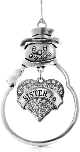 Miniatura 236 de Inspired Silver - Big Sis - Adorno de Navidad plateado - Adorno de árbol de Navidad con dije de corazón con circonita cúbica - Decoración colgante