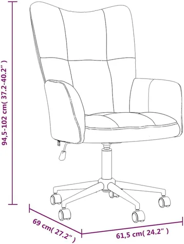 Miniatura 2 de Velvet Swivel Office Chair, Charcoal Grey Adjustable Height Desk Chair with Padded Arms, Comfortable Home Work Chair for Small Spaces, Sturdy Metal