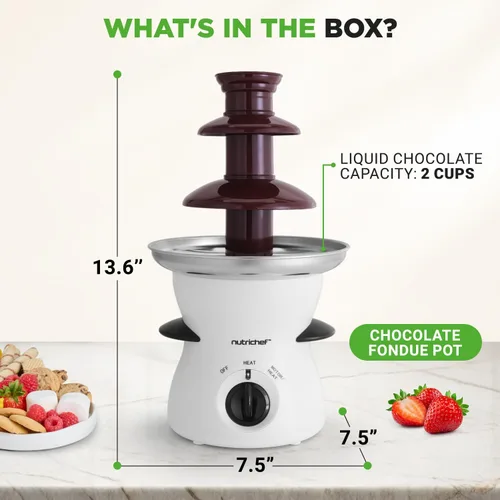 Miniatura 7 de Nutrichef Fuente de fondue de chocolate de 3 niveles, máquina calentadora eléctrica de chocolate inoxidable, chocolate caliente y derretido