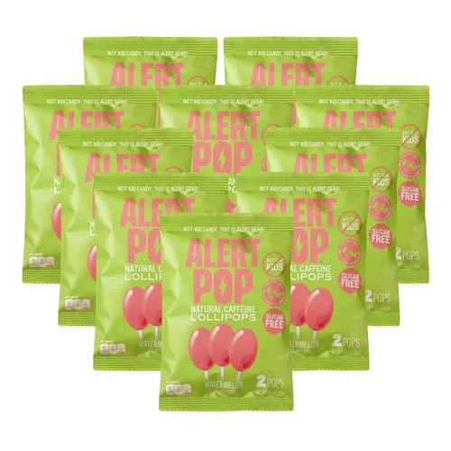 Miniatura 13 de Alertpop - Paletas de cafeína natural, caramelo sin azúcar de frambuesa azul con cafeína natural, sin derretimiento, sin derrames, para llevar, sin