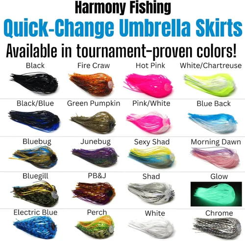Miniatura 3 de Harmony Fishing – Faldas de paraguas de cambio rápido para jigs de pesca, spinnerbaits, buzzbaits, señuelos, cebos (paquete de 10)