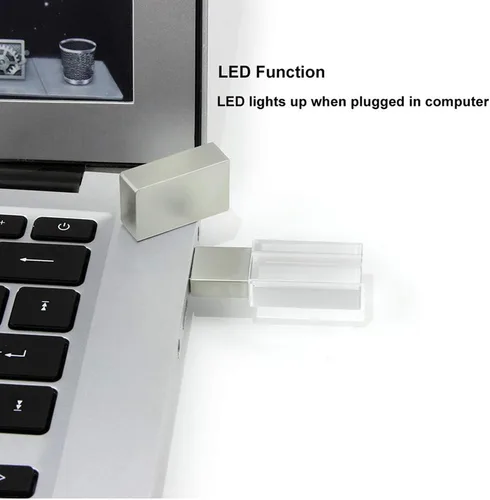 Miniatura 4 de Unidad flash USB 2.0 de 32 GB, luz LED de cristal azul, transparente, lápiz transparente, pulgar, mini Memory Stick para niños, niñas, mujeres