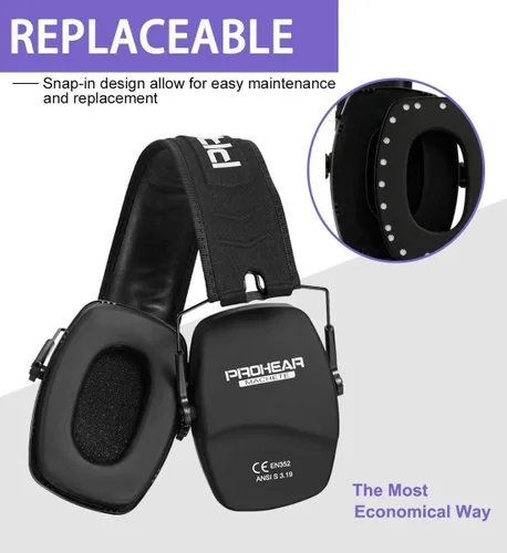 Miniatura 8 de PROHEAR 016 Protección Auditiva Orejeras de Seguridad para Tiro, NRR 26dB Reducción de Ruido Protector Auditivo Pasivo Delgado con Copas Auriculares