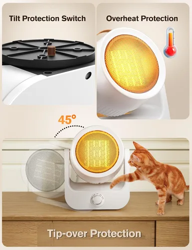 Miniatura 5 de Calentadores eléctricos para uso en interiores, oscilación ilimitada de 100°, calentamiento instantáneo 2S, calentadores eléctricos de cerámica