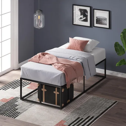 Miniatura 30 de Zinus Joseph - Marco de cama de plataforma de 10 pulgadas, soporte de listones de madera, no necesita somier, embalaje ecológico WonderBox(TM)