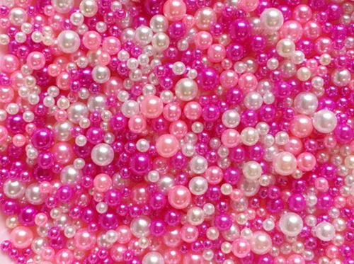 Miniatura 10 de Cuentas de perlas falsas de varios tamaños, sin agujeros, perlas de plástico de perlas de imitación alrededor de 800 ~ 1000 piezas para Blanco