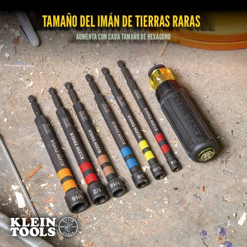 Miniatura 3 de KLEIN TOOLS 32950 Juego de destornillador de impacto con clasificación de trinquete, hueco, potencia magnética, con mango, codificado por color, 6