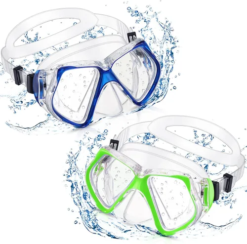 Miniatura 15 de Weewooday 2 gafas de natación para adultos con cubierta para la nariz, antiempañamiento, máscara de buceo, visión amplia, sin borrosidad, vidrio