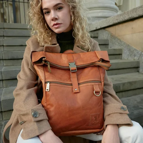 Miniatura 2 de BERLINER BAGS Mochila vintage de cuero genuino Utrecht, mochila para laptop, mochila de viaje para mujeres y hombres, café M, Mediana