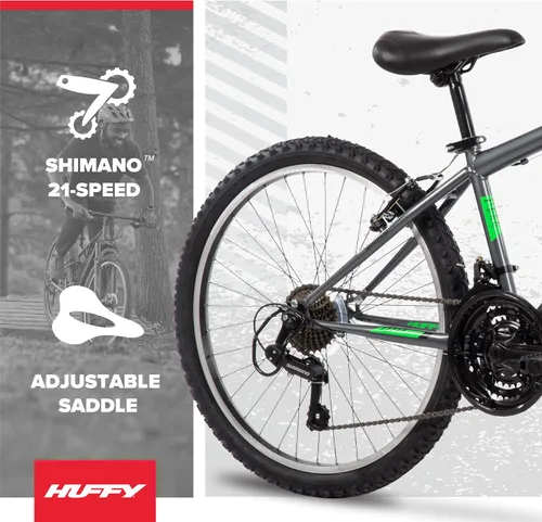 Miniatura 3 de Huffy Bicicleta de montaña Stone para hombres y mujeres, 20"/24"/26", 6 velocidades (20") o 21 velocidades, suspensión delantera o doble (varía)