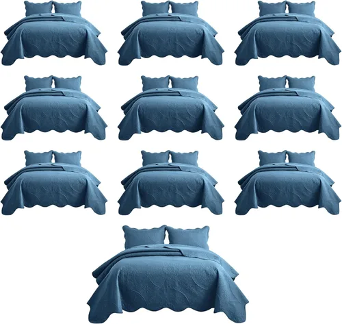 Miniatura 73 de IR Imperial Rooms Velvet Twin Quilt Bedspread Comforter Bedding Set 2 Pcs Diamond Pattern - (68"x86") Bedspread Coverlet + 1 Pillow Shams