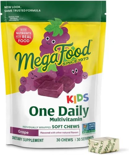 MegaFood Golosinas Vitamínicas Diarias para Niños - Vitaminas para Niños con Vitamina B, Vitamina C, Vitamina D y Vitamina E - Edad 4+, Vegetariano,