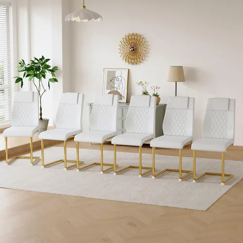 gopop Juego de 6 sillas de comedor, sillas de comedor modernas con patas de metal electrochapado, sillas de cocina para sala de estar, sillas Pierna