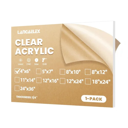 Láminas de Plexiglás de 1/4" (6mm) de Grosor - 1 Paquete de Láminas Acrílicas Fundidas Transparentes de 4x6 para Corte Láser, Marcos de Fotos,