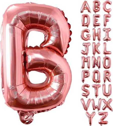 Lovoir Globos grandes de 40 pulgadas de oro rosa con la letra B de gran tamaño, globo de helio de aluminio de Mylar para decoración de fiesta de