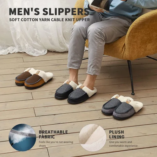 Miniatura 5 de Homitem Men's Cozy Memory Foam Slippers,Fuzzy Wool-Like Plush Fleece Lined House Slippers Men Indoor Outdoor Slippers With Anti-Skid Rubber Sole
