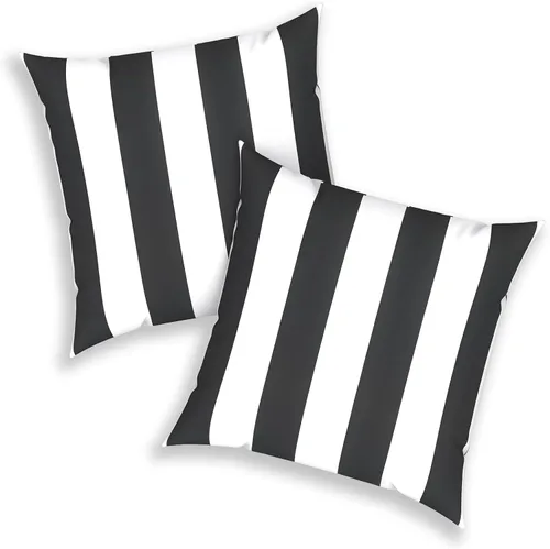 Miniatura 586 de Juego de 2 almohadas para exteriores de 16 x 16 pulgadas, repelentes al agua con interiores, para muebles de patio, hogar, jardín, geometría bohemia