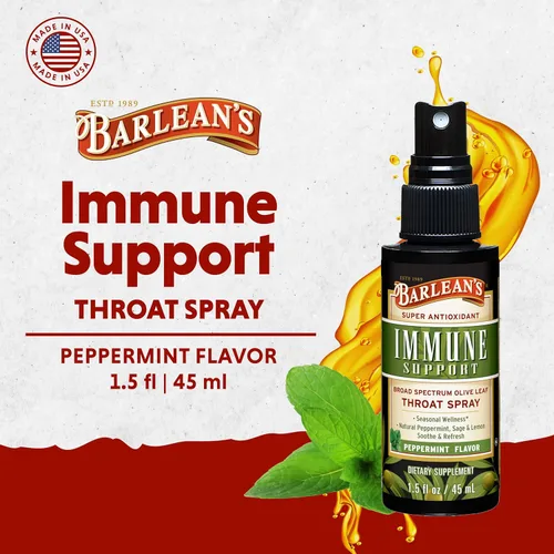 Miniatura 2 de Barlean's Olive Leaf Complex - Spray para la garganta, suplemento de apoyo inmunológico con menta, limón y salvia para aliviar la picazón