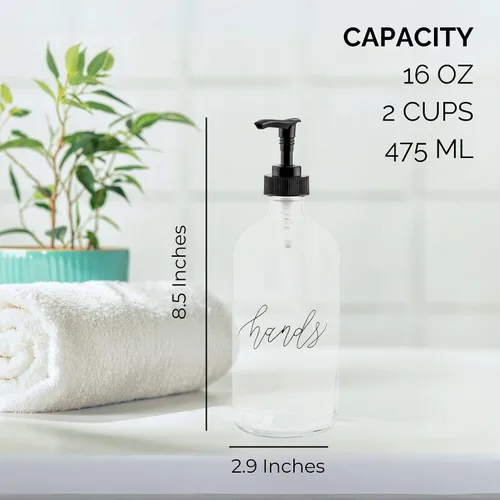 Miniatura 6 de Cornucopia Brands Botellas de bomba para platos de manos de 16 onzas (transparentes, juego de 2); dispensadores de bomba para cocina y hogar