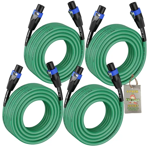 Miniatura 10 de Fat Toad Cables Speakon de 25 pies (Serie Twist-LockPRO), paquete de 2 cables de audio de cable verde de 12 AWG con conectores para cabina de DJ