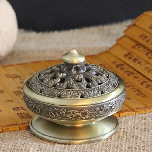 Miniatura 6 de Quemador de incienso de Buda vintage, quemador de incienso de aleación de metal, estufa de carbón con tapa para el hogar, oficina, yoga