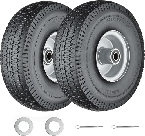 Miniatura 10 de Llantas de carretilla 4.80/4.00-8 sin riesgo de pinchazo, 16 pulgadas, llanta y rueda maciza con rodamientos de 5/8” o 3/4”, llantas de carretilla