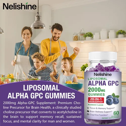 Miniatura 4 de Liposomal Alpha GPC 2000mg y Gomitas de Citicolina Complejo Fosfatidilserina, Ginkgo Biloba, L-Tirosina, Huperzina A y B Vitaminas, Mezcla 20 en 1