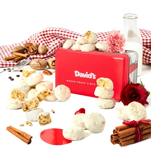 Miniatura 8 de David's Cookies Butter Pecan Meltaways Sweet Sampler Tin - Galletas de mantequilla con nueces pecanas crujientes, suaves y que se derriten