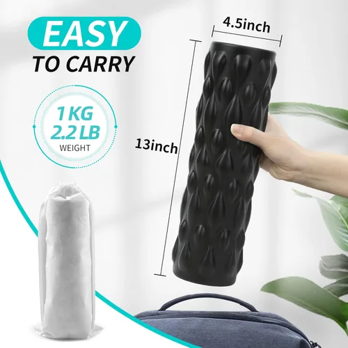 Miniatura 2 de Rodillo de espuma vibratoria de alta densidad negro con 4 velocidades personalizables para masaje de tejido profundo, recuperación muscular y alivio