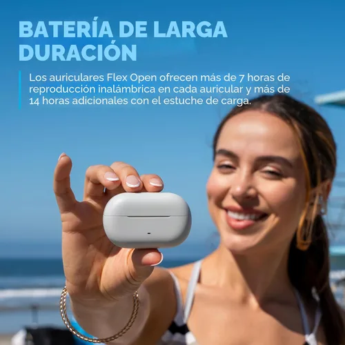 Miniatura 4 de JLab, Flex, auriculares de oreja abierta, auriculares Bluetooth inalámbricos con clip, auriculares de oreja abierta, blanco nube