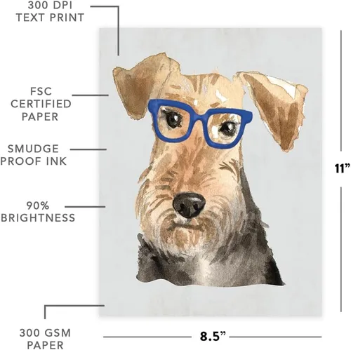Miniatura 33 de Andaz Press Póster impreso para pared de perro, 8.5 x 11 pulgadas, Bulldog inglés con gafas negras, 1 paquete, regalo de cumpleaños de Navidad, sin