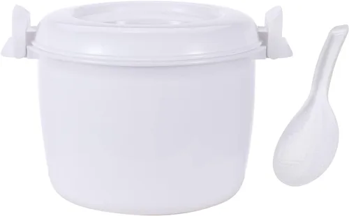 YiZYiF Arrocera portátil para microondas, vaporizador multifuncional con paleta de arroz, color blanco, pequeño