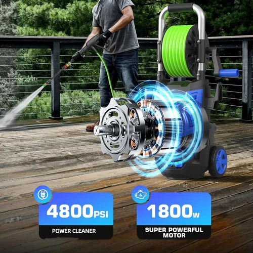 Miniatura 3 de Limpiador a presión de 4800 PSI: limpiador de alta potencia de 4.0 GPM con carrete de manguera de 33 pies, 4 puntas de pulverización y botella