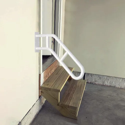 Miniatura 7 de Pasamanos de escalera mejorados para 1-3 escalones, pasamanos doblados de 27 pulgadas para escalones al aire libre, barandilla de escalera montada