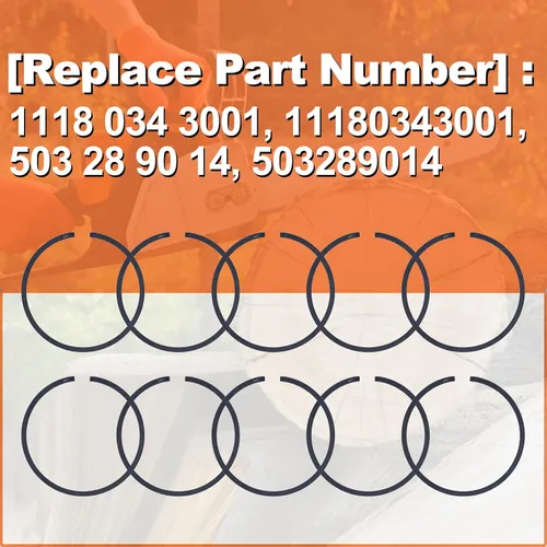 Miniatura 2 de Anillos de pistón de 1.811 in para Stihl 028 029 034 MS191 MS290 BR400 SR400 Parte 11180343001, 10 x Anillo de pistón